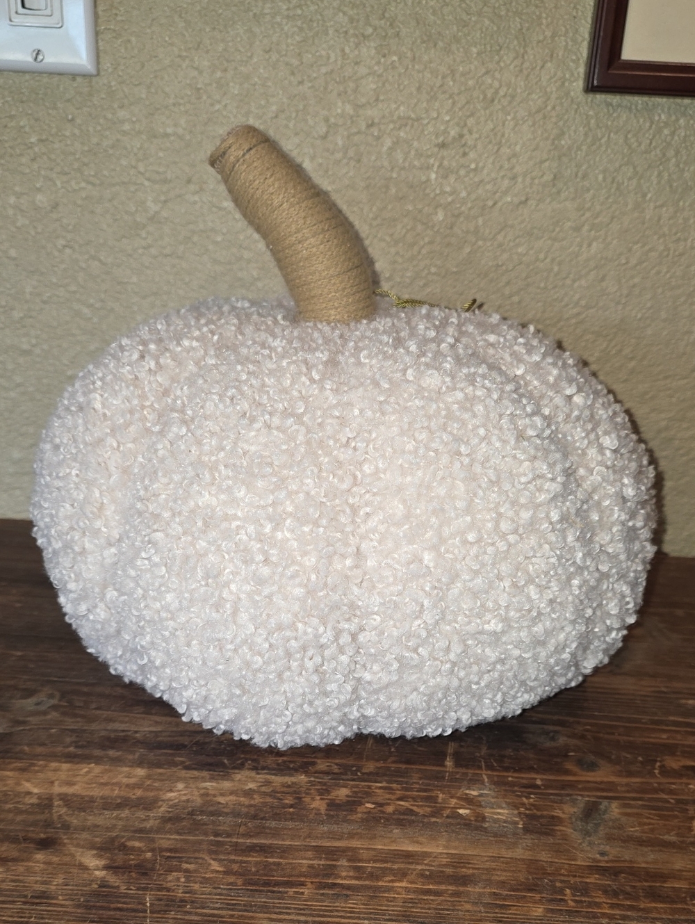 Threshold Decorative Cream Sherpa & Jute Shaped Pumpkin 10"x12" NWT